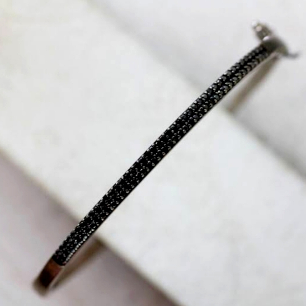 Black Diamond Silver Bangle
